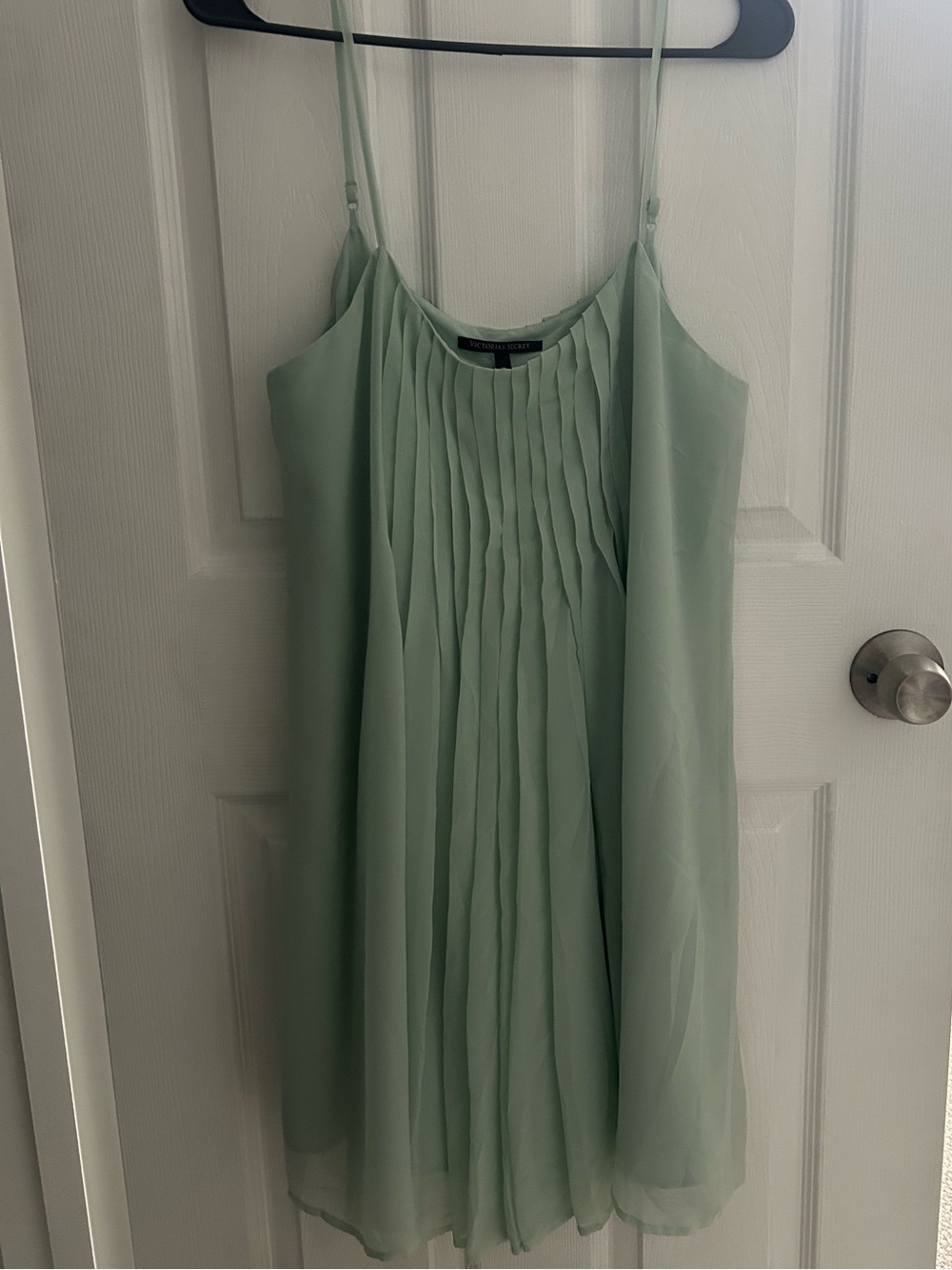 Victoria's Secret Mint Green Pleated Spaghetti Strap Mini Dress